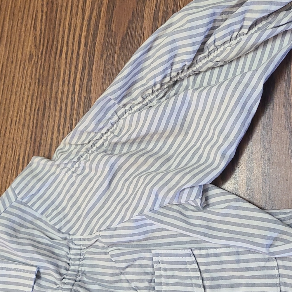Gray Striped 3 Quarter Sleeve Button Up Shirt - Picture 3 of 5